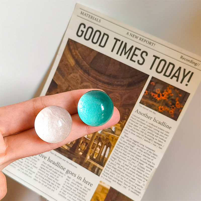 颜色太美啦!夏日新款蓝粉色球球耳环生物瓷耳针小众清新耳饰耳钉