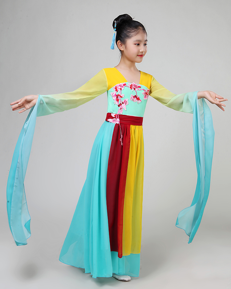 女孩新款雪纺a类少甩袖台演出服