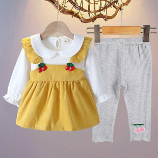 女童春装2026新款套装裙子0-1-2岁3春秋季洋气宝宝外出穿搭衣服潮