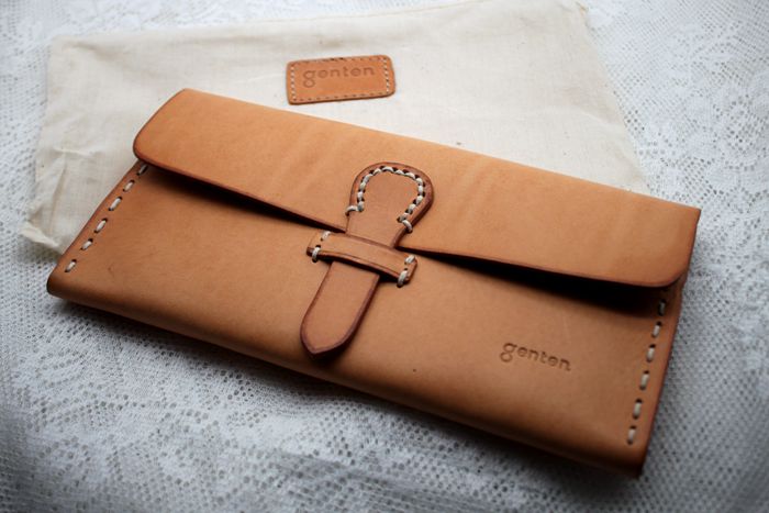 genten经典款纯牛皮多卡位零钱包