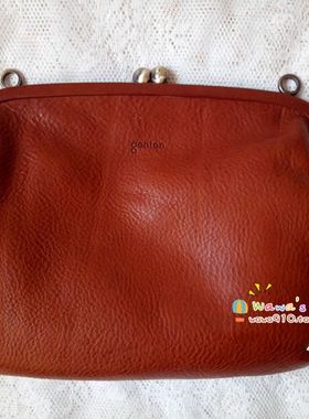 Genten日本原点手工皮具头层植鞣牛皮斜挎包女森系少女铢搭扣手包