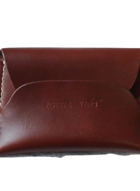 genten日系手工复古简约头层植鞣皮卡包文艺青年个性名片小零钱包