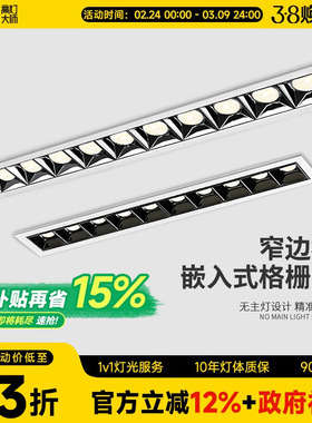 格栅灯线性条内嵌入式led射灯长方条形洗墙客厅玄关家用无主灯cob