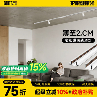 预埋式 2cm明装 轨道灯超薄磁吸轨道灯射灯客厅白色无主灯智能暗装