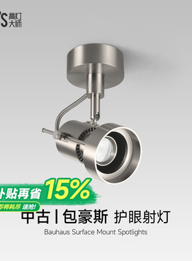 明装射灯不锈钢包豪斯客厅吸顶灯银色中古工业可调角度智能无主灯