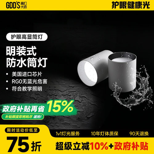 高灯大师防水筒灯全铝极简明装