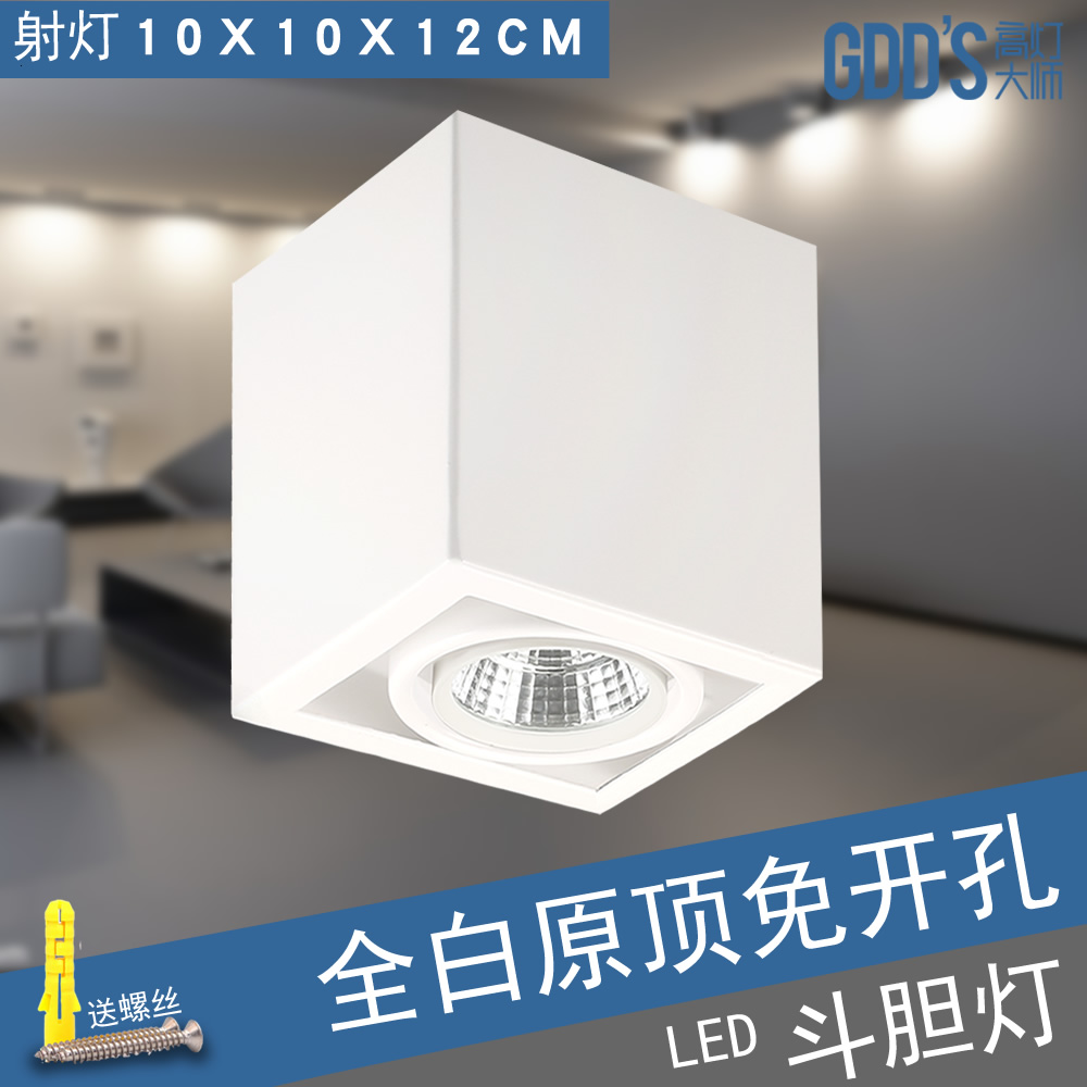 GDDS方形明裝筒燈吸頂射燈LED斗膽燈COB射燈合仔燈格柵燈盒子過道