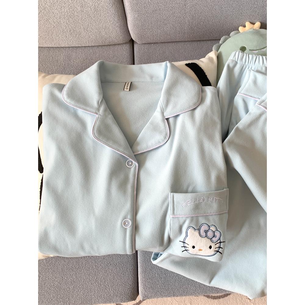 helloKitty德绒睡衣女款春秋冬季珊瑚绒加绒套装加厚海岛绒家居服