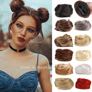 Mini Cat Ears Hair Bun 假发发苞丸子头头饰抓夹女2023新款发包