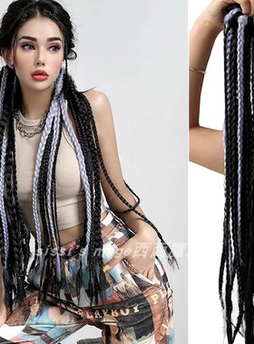 脏辫假发马尾假辫子彩色女麻花辫街舞欧美藏族拳击辫脏脏辫发头绳