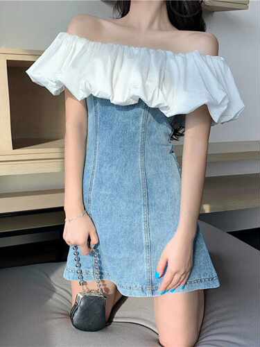 女夏荷叶边网红爆款修身显瘦拼接