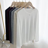 秋宽松圆领防晒套头针织上衣 t恤女长袖 撤柜清仓 柔软亲肤薄款