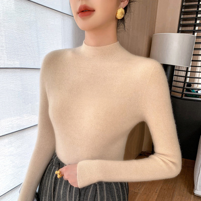 撤柜处理！秋冬半高领针织衫女修身毛衣一线成衣无缝内搭打底衫
