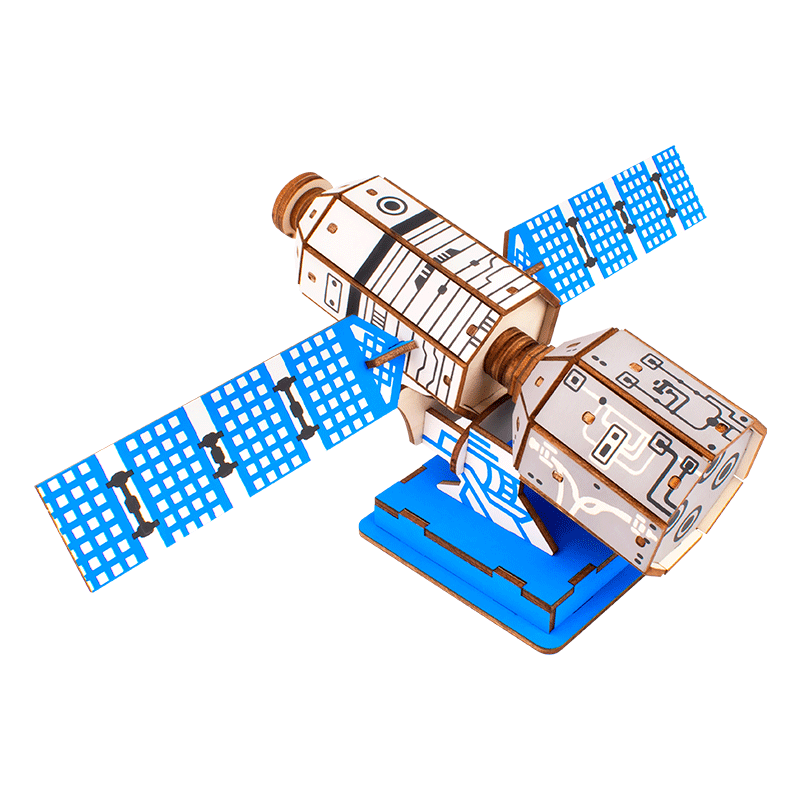 【迪尔乐斯】北斗卫星木质模型3d立体拼图儿童益智手工玩具