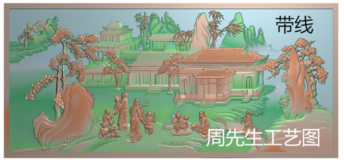 精雕图浮雕图山水风景人物背板门板靠背屏风jdp灰度图雕刻图AS521