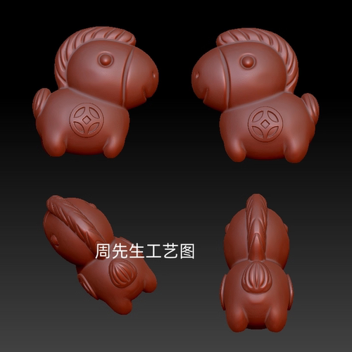 马上有钱生肖马小马三维立体图STL圆雕图文件雕刻机3D模型 Q901