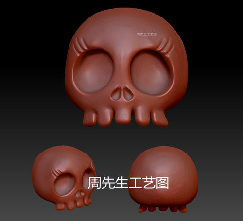 stl骷髅尸陀林主恶灵三维立体图圆雕图3D模型 可爱骷髅  Q487