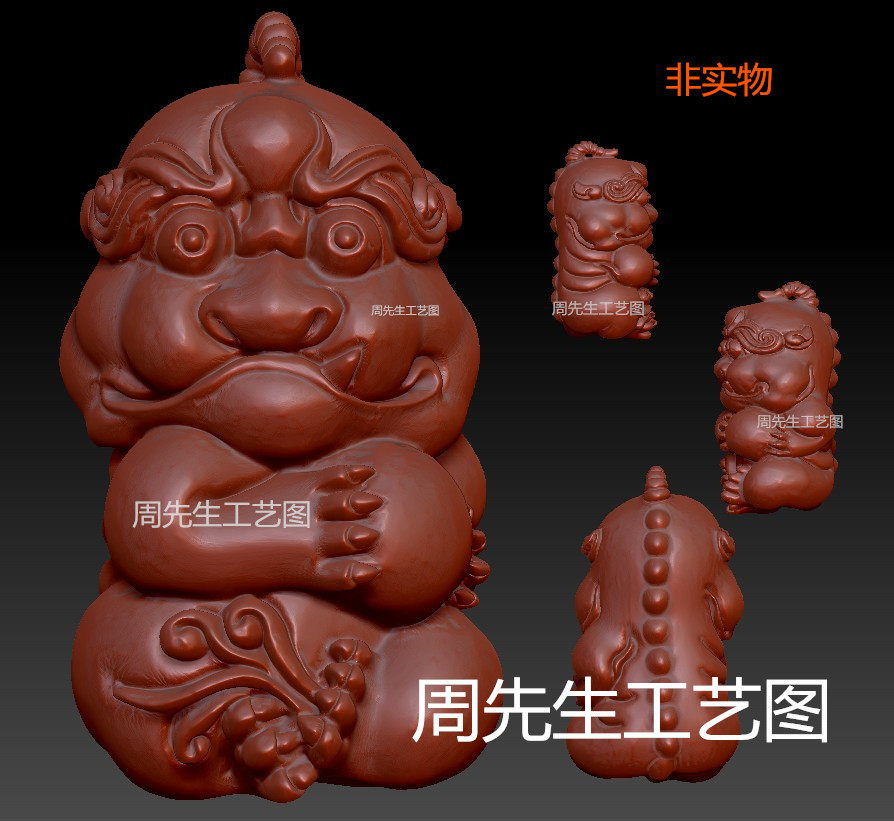 小萌狮 小狮子有求必应 唐狮瑞兽STL貔貅精雕圆雕图3D模型 Q277