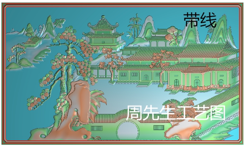 精雕图浮雕图山水风景人物靠背背板门板屏风灰度图雕刻图 AS528