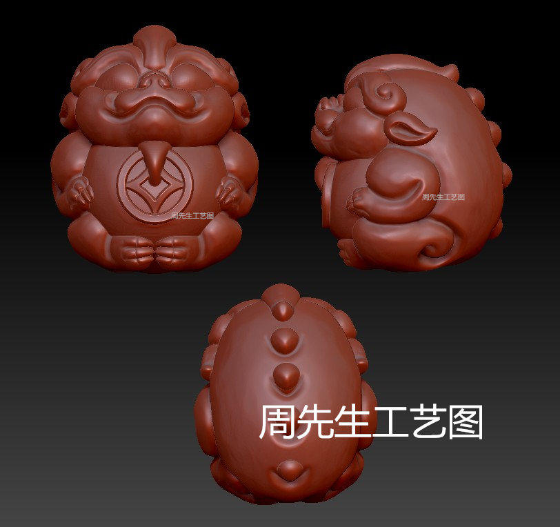 三维立体图圆雕图图纸STL文件貔貅挂件雕刻机3D模型 Q617