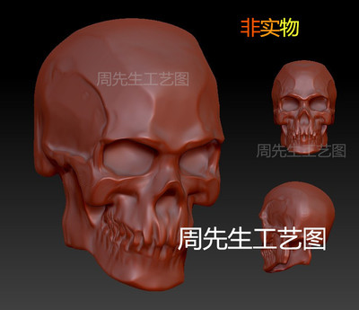 骷髅头雕刻机四轴核雕图三维立体图stl 石雕图木雕图精雕图 Q216