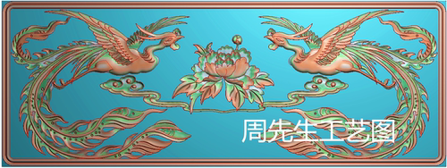 精雕图浮雕灰度JDP床头门板靠背沙发抽屉博古柜凤凰牡丹拼合AS490