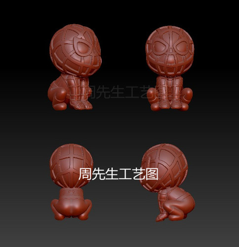 蜘蛛侠卡通人物圆雕图纸stl雕刻机文件三维立体图3d打印模型 Q663