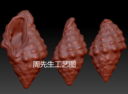 螺海螺田螺贝壳圆雕图雕刻图纸stl三维立体图3d打印模型文件Q696