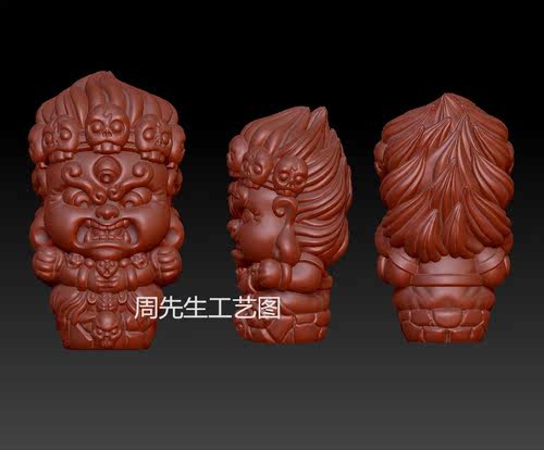 萌版黑小四 卡通大黑天stl三维立体图圆雕图纸精雕3D打印文件Q720