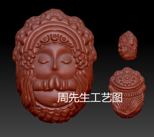 花旦美人鱼圆雕图三维立体图stl卡通图纸牙雕玉雕3D打印模型Q763