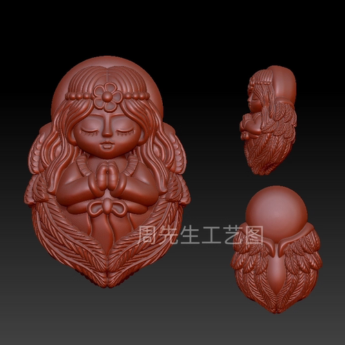 天使stl三维立体图圆雕雕刻图纸stl文件3d打印模型 Q896