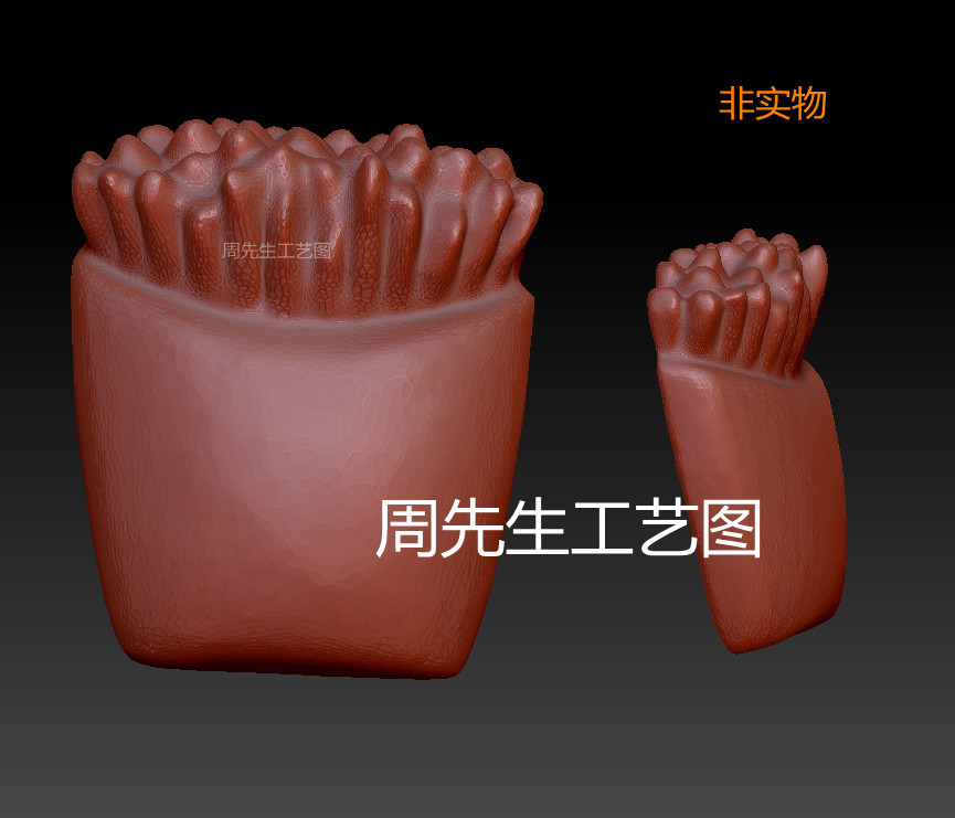 卡通薯条可爱配饰 背云 三维立体图 圆雕图 stl 3d模型打印 Q456
