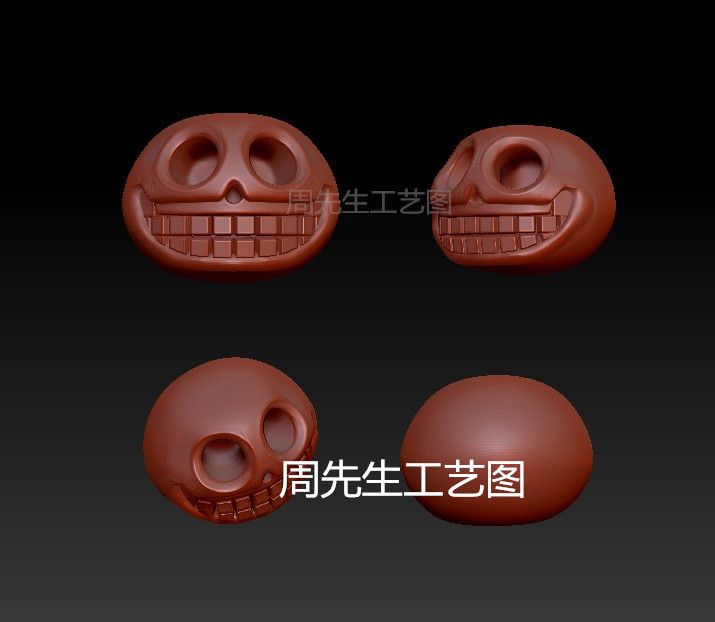 骷髅三维立体图圆雕图纸STL文件阿呆骷髅头雕刻机3D打印模型Q651