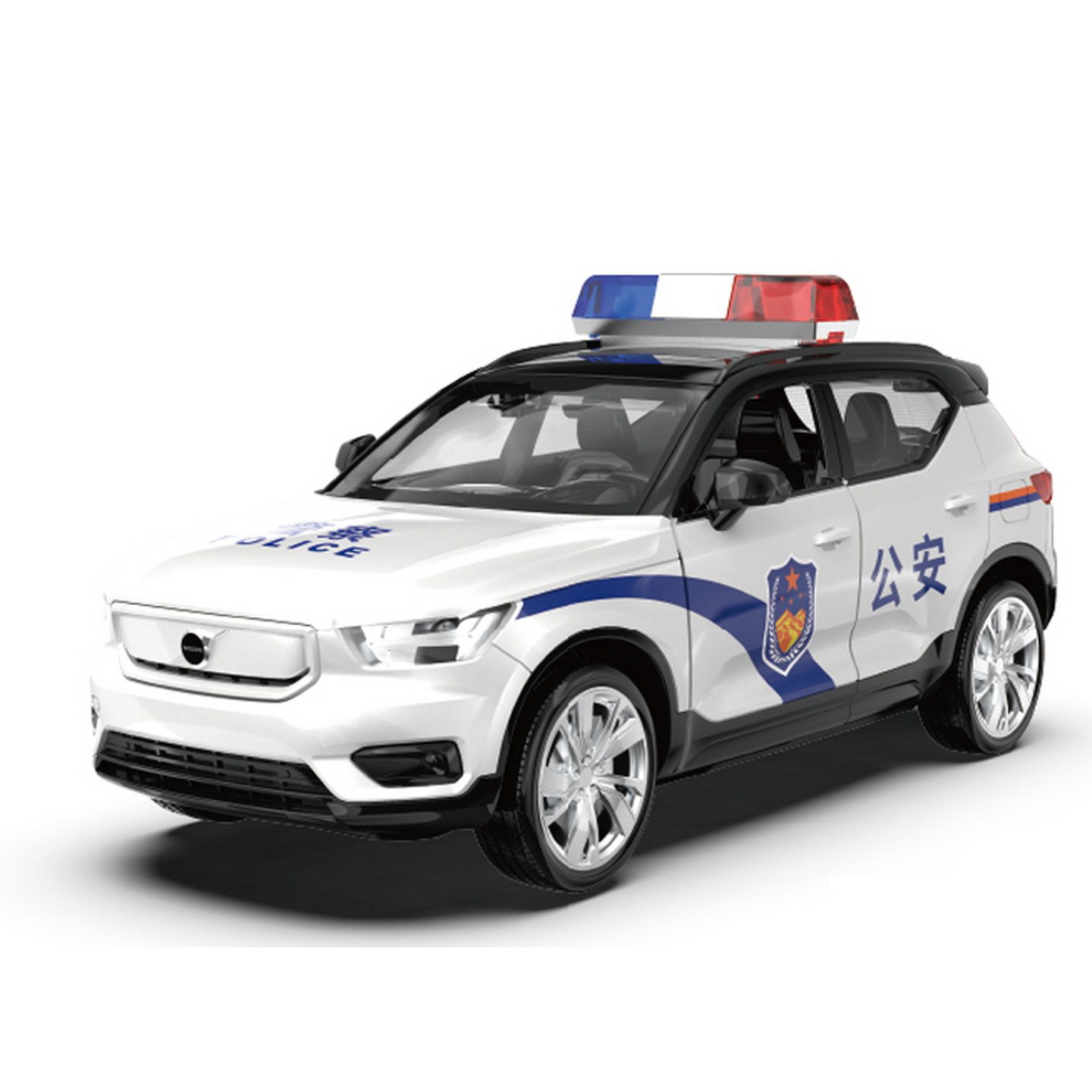 沃尔沃xc40合金汽车模型SUV越野警察车声光回力公安玩具车模摆件