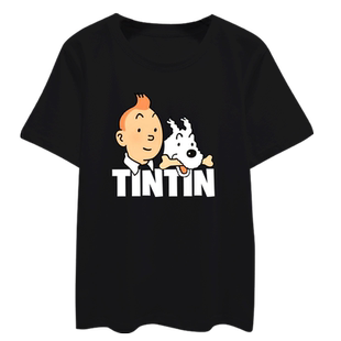 Tintin丁丁历险记电影动漫短袖t恤衫男女学生半截袖休闲圆领衣服