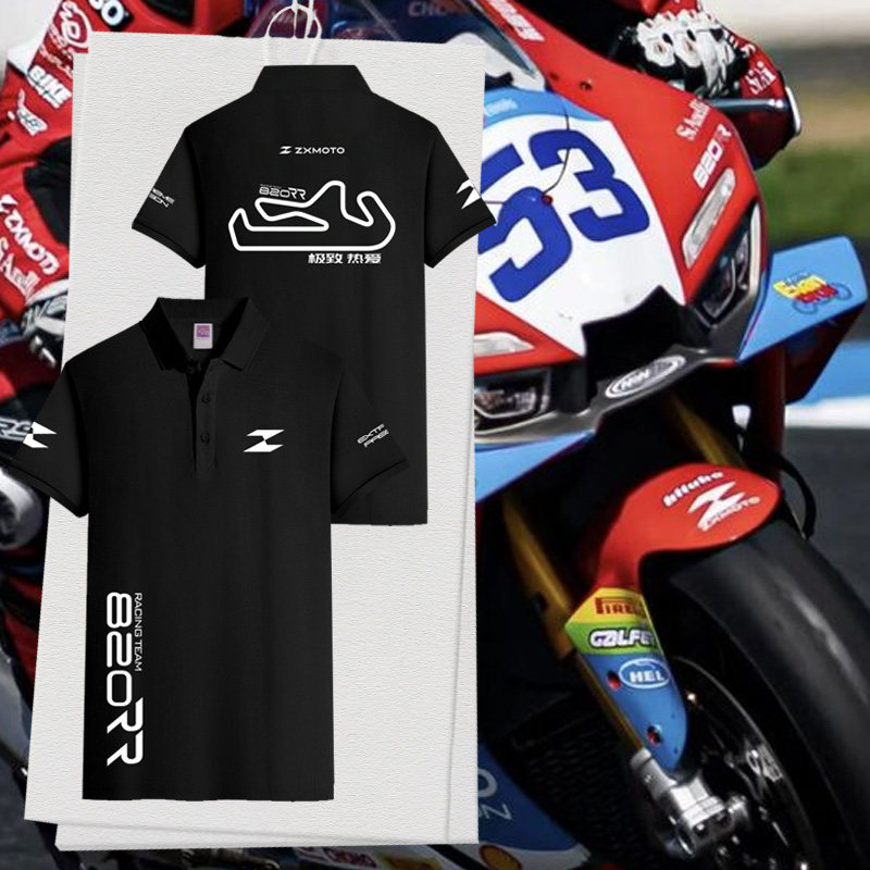 张雪机车820RR摩托车500骑行服工装polo衫男女翻带领纯棉短袖T恤