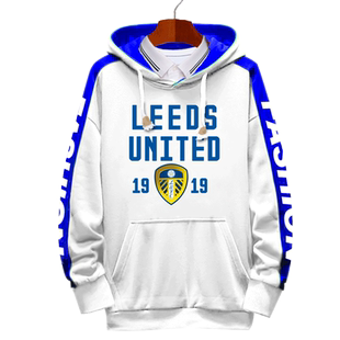 利兹联队服罗德里戈白玫瑰足球迷服拼接连帽卫衣男外套帽衫球衣服