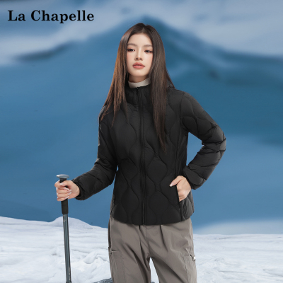 拉夏贝尔轻薄款立领短款羽绒服女2025年春秋新款时尚百搭保暖外套