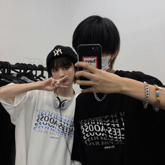 2021夏季韓國INS同款簡約字母印花寬鬆百搭休閒短袖T恤男女潮學生