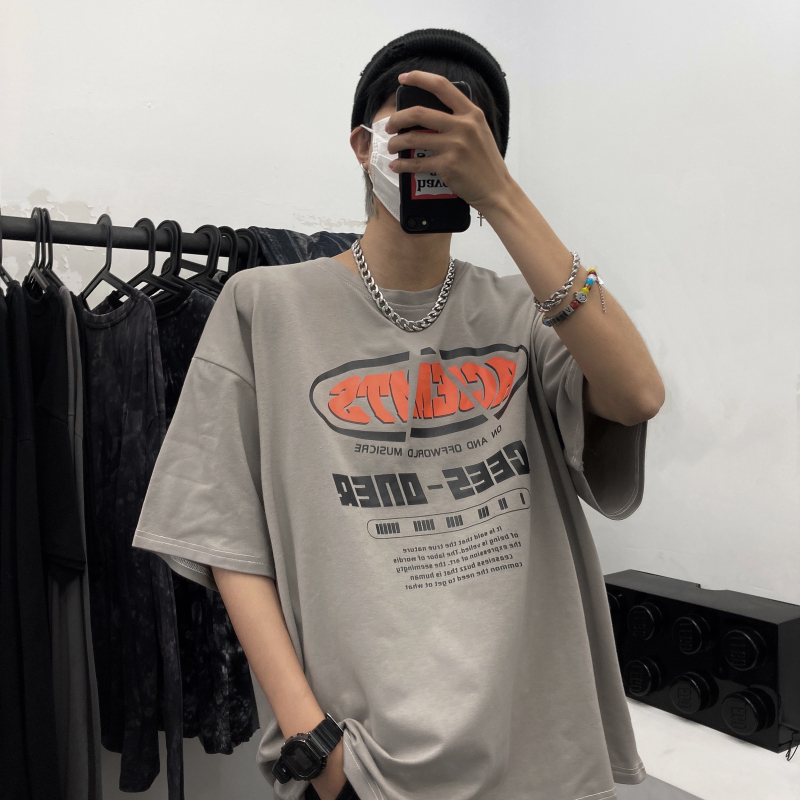 2021 summer Korean ins versatile letter print loose short sleeve T-shirt for men and women