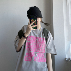實拍實價 韓版原宿風女裝字母印花寬鬆百搭休閒短袖T恤上衣男女潮