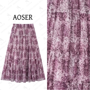 AOSER宽松时尚 显瘦设计百搭氛围感大摆A字半身裙日常休闲风2616