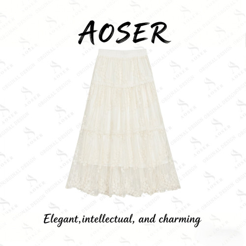 AOSER法式蕾丝显瘦百搭A字半裙