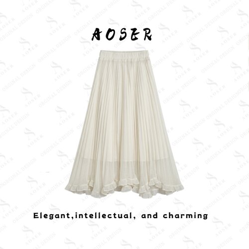 AOSER百搭显瘦百褶A字半身裙