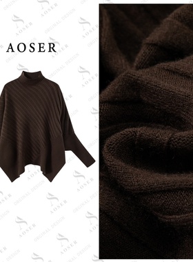 AOSER时尚百搭潮流宽松休闲风立领套头厚款针织衫女装95177