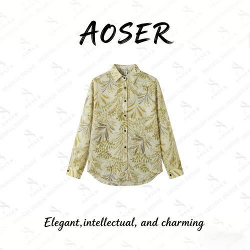 AOSER时尚气质休闲感复古艺术POLO领女装衬衫801-66