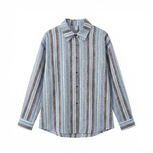 日常休闲风801 AOSER时尚 衬衫 长袖 宽松显瘦百搭印花显高女装