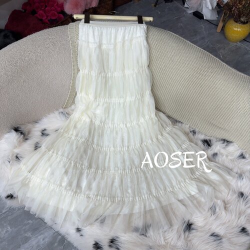 AOSER中腰A字网纱显瘦半身裙
