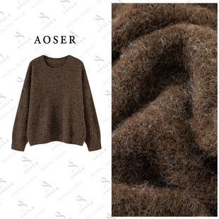 女装 AOSER时尚 圆领毛针织衫 针织套头款 2617 百搭显瘦钉珠长袖