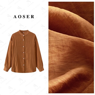 时尚 女装 上衣纯色25610 休闲风简约宽松衬衫 AOSER长袖